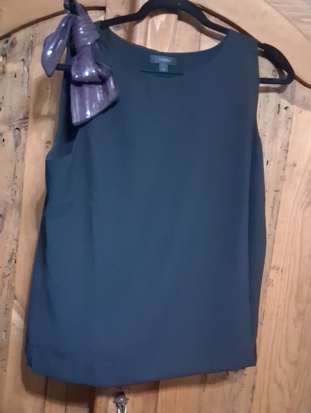 J. Crew Navy Sleeveless Bow-Accent Shell Top